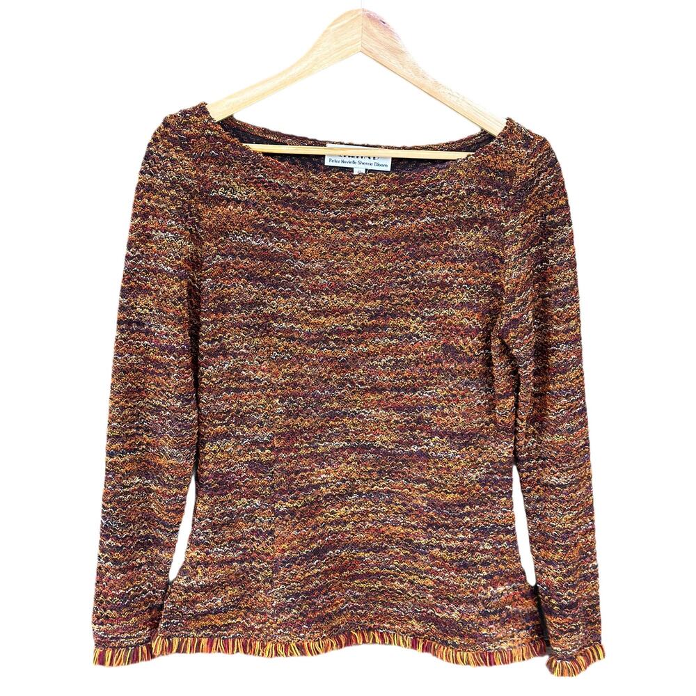 Vintage Chettab Made in USA Women’s 6 Brown Multicolor Tweed Pullover Sweater